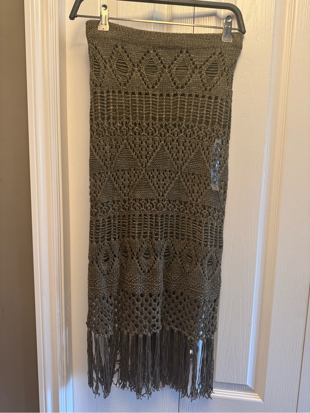 Ralph lauren Crochet Fringe Midi Skirt in Olive Green